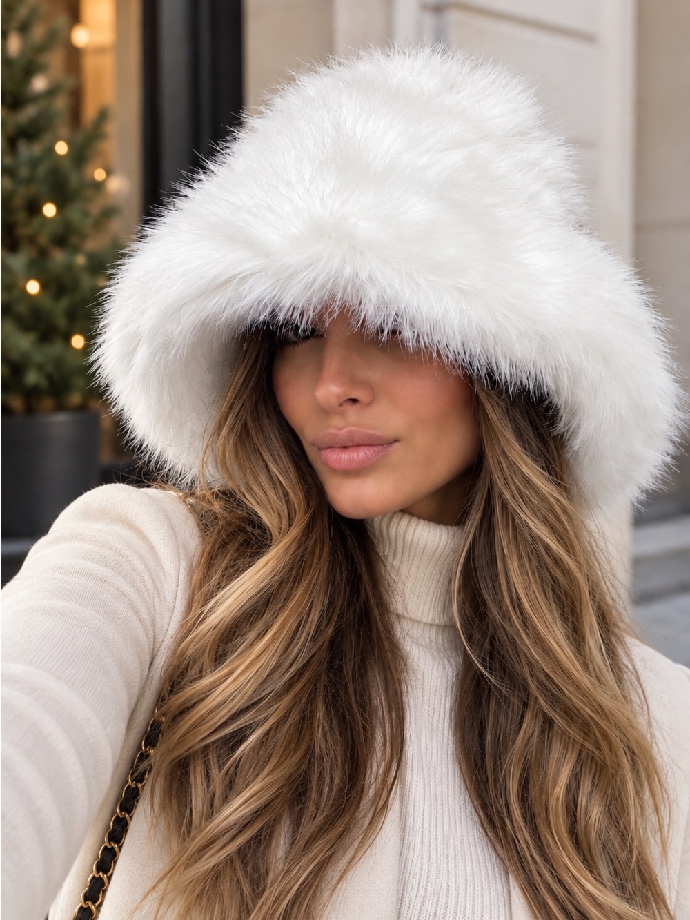 ShopEvelynne Luxe White Faux Fur Hat